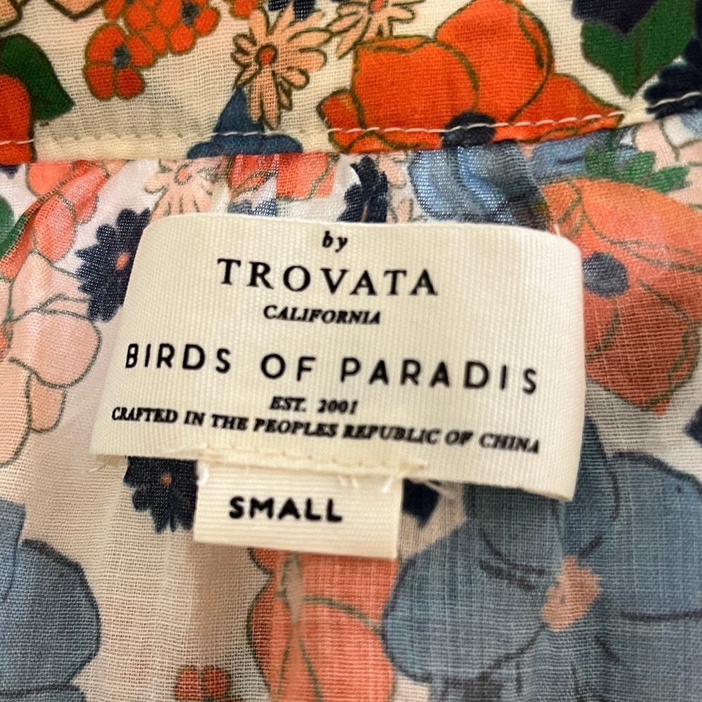 Trovata Birds of Paradise Floral Ramie Cotton Fabric Size Small - Picture 7 of 7